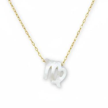 Imagem de Colar de Ouro 18k com Signo de Virgem e Madrepérola Natural na Corrent