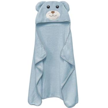 Imagem de Toalha de Banho Baby com Capuz Laço Bebê Animada (Cão Azul)