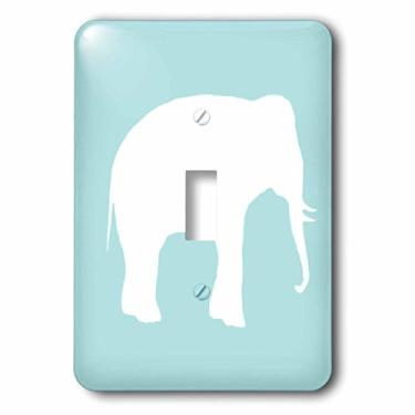 Imagem de 3dRose lsp_164909_1 Silhueta de elefante de menta. Sombra de animais selvagens branco. Azul água pastel - Interruptor único
