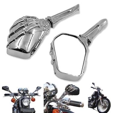 Imagem de Espelho de motocicleta SMT-MOTO, cromado redondo, ajuste universal, esquerdo e direito, alumínio, suporte para guidão, lente plana, caberá, inclui parafusos de montagem