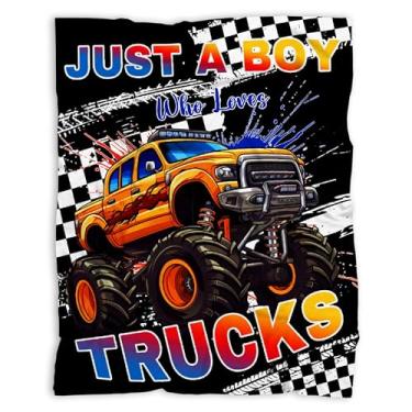 Imagem de Cobertor de caminhões, presentes para crianças, cobertores de flanela com tema de carro, presentes macios e leves para amantes de caminhões e meninos 152 x 127 cm para adolescentes