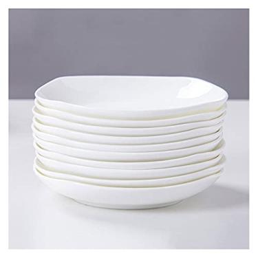 Imagem de Prato de serviço, 10 peças, pratos de jantar, conjunto de utensílios de cozinha para pratos, prato de aperitivo, pratos de salada e sobremesa, forno de micro-ondas e lava-louças (branco) pratos