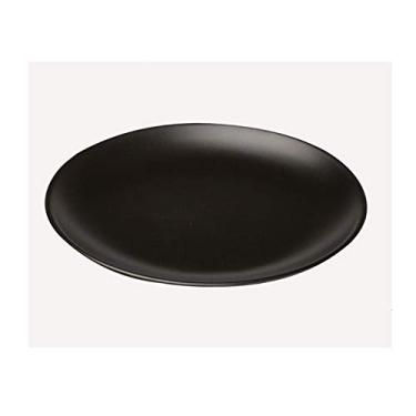 Imagem de Prato de serviço bandeja redonda de melamina preta prato de jantar pratos comida lanches sushi bife pratos de jantar comida sobremesa bandeja de chá pratos de mesa (cor: médio)