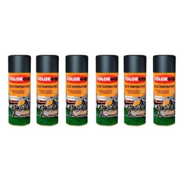 Imagem de Kit com 6 sprays alta temperatura preto fosco colorgin