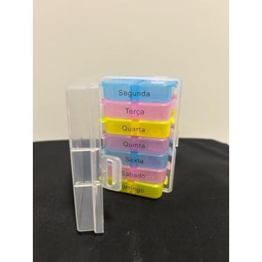 Imagem de Porta Comprimidos Semanal, 4 Divisões Diárias, Organizador Colorido com Compartimentos para 7 Dias