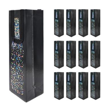 Imagem de huichuan 12 unidades de sacos de presente de garrafa de vinho, design de garrafa de vinho preto para vinho, licor - 34 x 9 x 9 cm