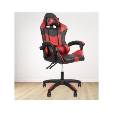 Imagem de Cadeira Gamer, Encosto Reclinável, Apoio Lombar, Vermelho e Preto, Altura Ajustável, Perfeita para sua jogatina