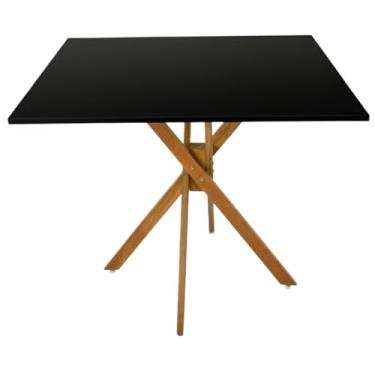 Imagem de Mesa Jantar Akemi Tampos De 70,80,90cm Quadrado Madeira Mdf Cozinha Sala (PRETO, 80CM)