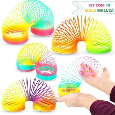 Imagem de Kit 10 Peças Mola Maluca Grande Colorida Brinquedo Arco Íris - Europio