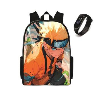 Imagem de Mochila Escolar Lançamento anime naruto Com Relogio Digital Top - Kaut