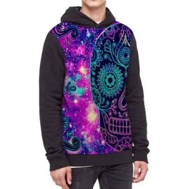 Imagem de Moletom Com Capuz Caveira Colorida Psicodelica Ref:282 - smoke, Preto,