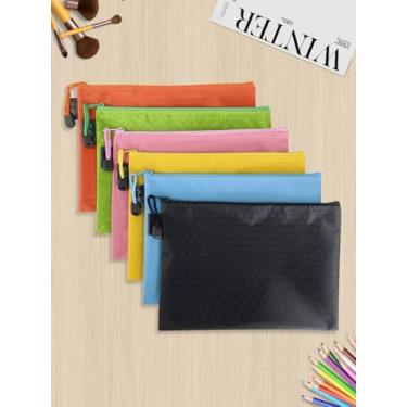 Imagem de 6 peças de sacos de arquivo impermeáveis com zíper pano pasta de armazenamento de documentos de escritório, suprimentos de escritório de cosméticos bolsa de acessórios de viagem (A4 tamanho 33,4" x