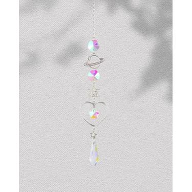 Imagem de Apanhador de sol de cristal, enfeite de pendurar na janela do criador de arco-íris, decoração de pingente de apanhador de sol, sinos de vento pendurados em cristal para casa e exterior -38 cm XX