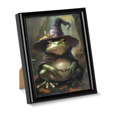 Imagem de Pôster de arte de parede sapo bruxo, sapo assustador, imagem gótica para decoração de mesa, quadro emoldurado, cottagecore para decoração de casa, casa de fazenda, parede, mesa, prateleira, 15 x 20 cm