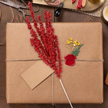 Imagem de 1 peça de caule de bagas artificiais de Natal vermelho azevinho flores falsas planta árvore de Natal festa de ano novo decoração de casa ornamento presentes
