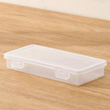 Imagem de 1 estojo de lápis de plástico transparente empilhável, recipiente organizador de armazenamento