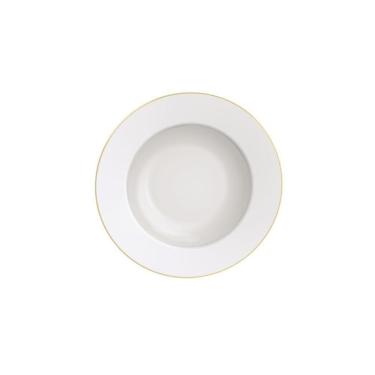 Imagem de Prato Fundo Filetado Tramontina Elisa Em Porcelana Com Borda Dourada 23 Cm