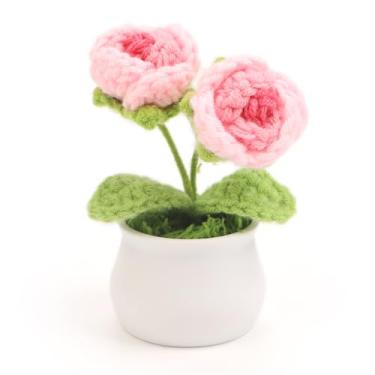Imagem de Solarfun – Mini flores amigurumi feitas à mão em crochê gradiente rosa para mesa, casa, escritório, presente de agradecimento ao professor, rosa
