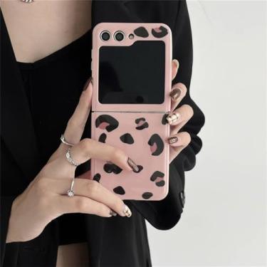 Imagem de Capa de leopardo da moda com corrente para Samsung Galaxy Z Flip 5 4 3 5G Bow Hard Cases para Z Flip3 Flip4 Flip5 Capa de suporte de pulseira, apenas capa, para Z Flip 5