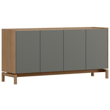 Imagem de Aparador Buffet Para Sala De Jantar 4 Portas 165cm Esdras F06 Oak Ferrolack - Lyam Decor