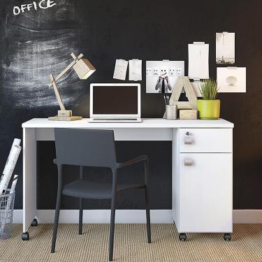 Imagem de Escrivaninha Para Computador Office Malta Branco Brilhante - Lukaliam Móveis