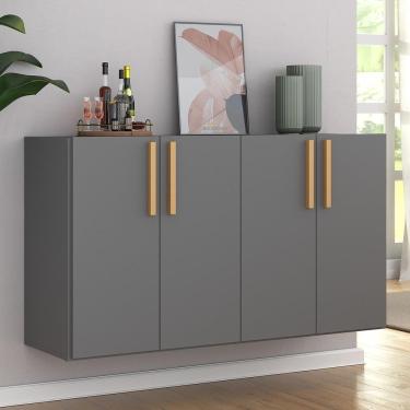 Imagem de Aparador Buffet 4 Portas Suspenso Viena Grafite Natural