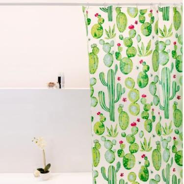 Imagem de Box Banheiro, Cortina Box 180cm X 160cm com Ganchos Impermeável - Antimofo, Cortina Banheiro, Resistente(Cactos)
