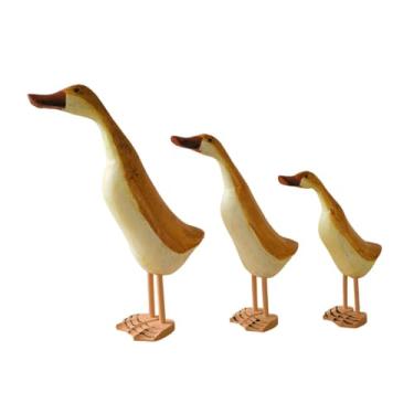 Imagem de Generic 3x Esculturas de Pato de Madeira, Ornamentos Versáteis e para Presente, Figuras de Pato para Estante, Entrada, Escritório, Decoração de