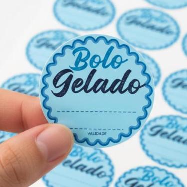 Imagem de 500 Etiquetas BOLO GELADO rótulo adesivo personalizado 3x3cm a prova d