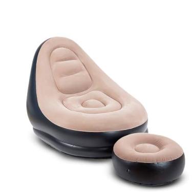 Imagem de Poltrona Inflável com Apoio para Pés, Portátil, Design Ergonômico, para Piscina e Praia, Material Resistente à Água, Uso Externo e Interno, 42x25x46cm