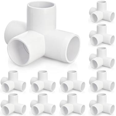 Imagem de Covzoe Pacote com 12 acessórios para tubos de PVC de 4 vias, 2,5 cm, encaixe em T de saída lateral de canto de cotovelo de PVC resistente, conector de tubo de grau de móveis para galpões de estufa