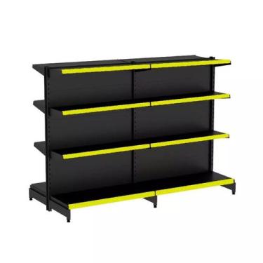 Imagem de Gondola Centro 137 Fit Ate 2 Metros Preto 16 Bandeja Pe Amarelo - AMAP