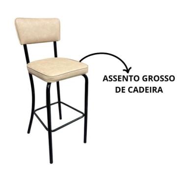 Imagem de Banqueta Olivia Altura 65cm para Bar e Cozinha Preta com Assento Confo