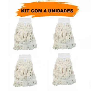 Imagem de kit com 4 Refil Mop Úmido Algodão Ponta Dobrada Bralimpia Limpeza 320