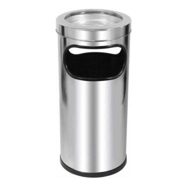 Imagem de Cinzeiro Lixeira Em Aço Inox Com Aro Inox 22L