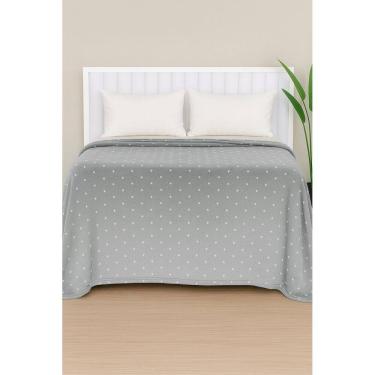 Imagem de Manta De Microfibra Estampa Poá Habitat Queen  - Poá Cinza