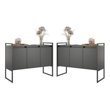 Imagem de Buffet Industrial 3 Portas Preto Conjunto 2 Unidades
