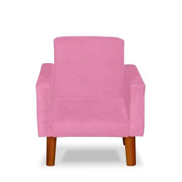 Imagem de Mini Poltrona Cadeira Infantil Nina De Criança Suede Rosa Pés Palito