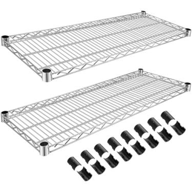 Imagem de MorningRo Pacote com 2 prateleiras de arame adicionais para prateleiras de arame, capacidade de peso de 272 a 362 kg, industrial de aço pesado para armazéns, armários, cozinha (prata, 45 cm L x 61 cm