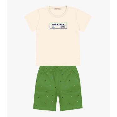 Imagem de Conjunto Infantil Camiseta Com Bermuda Trick Nick Verde, 8, Verde