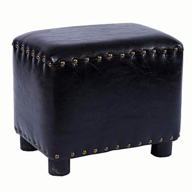 Imagem de Banqueta estofada de mesa de centro banco de sapatos para sala de estar almofada de esponja moldura de madeira maciça peso 150 kg 37 x 24,5 x 30 cm (cor: preto)
