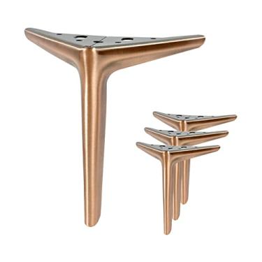 Imagem de Pacote com 4 pernas de móveis de metal triangular, pernas de substituição de sofá elegantes, pés de armário resistentes exclusivos, pernas de cômoda, suporte de peso: 800 kg, para qualquer projeto DIY