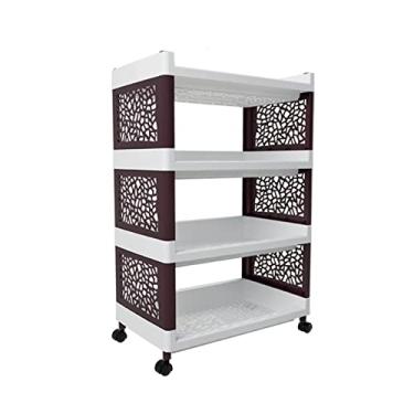 Imagem de GAORUIFENG Rack de armazenamento de cozinha rack de plástico carrinho de casa do chão ao teto multicamadas cesta de vegetais banheiro carrinho móvel rack de armazenamento multifuncional prateleiras de