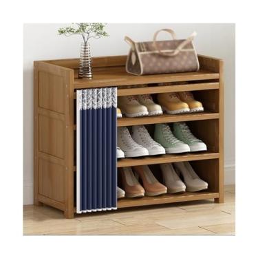 Imagem de Sapateira para sapateira, organizador de sapatos para entrada, organizador de sapatos de bambu com capa de tecido, prateleira de armazenamento de sapatos para corredor, sapateira de armário para