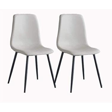 Imagem de Conjunto de 2 cadeiras de jantar com pés de metal e encosto de couro PU, à prova d'água para sala de estar, quarto, cozinha, sala de jantar, sala de reuniões