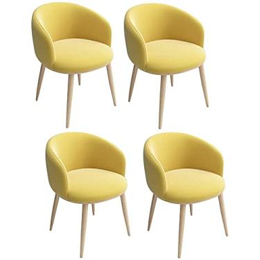 Imagem de Conjunto de cadeiras de jantar de cadeira de jantar - Cadeiras de canto para cozinha, cadeiras de jantar, conjunto de 4, assento macio e encosto com pernas de metal resistentes estilo madeira