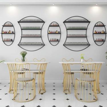 Imagem de ZDJZMGZ Rack de exibição de esmalte de parede de metal, loja de salão de unhas, prateleira combinada de ferro para salão de beleza (preto, G)