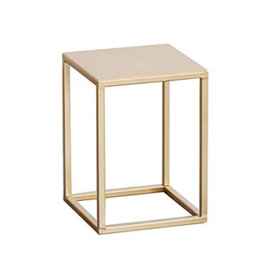 Imagem de Mesa lateral dourada industrial mesa lateral pequena mesa de sofá mesa de cabeceira moderna com metal e para escritório em casa, sala de estar, mesa de canto (cor: 22 x 22 x 30 cm)