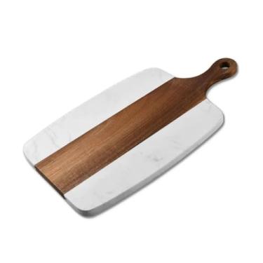 Imagem de ZABEES Prato de corte de pão de queijo com costura de mármore acácia mangium tábua de corte dupla face bife ocidental tábua de cortar frutas