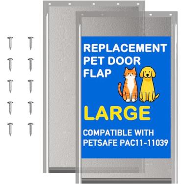 Imagem de Pacote com 2 abas grandes de substituição para porta de animais de estimação com parafusos, compatível com PetSafe Freedom PAC11-11039 26 x 41 cm (translúcido moky)
